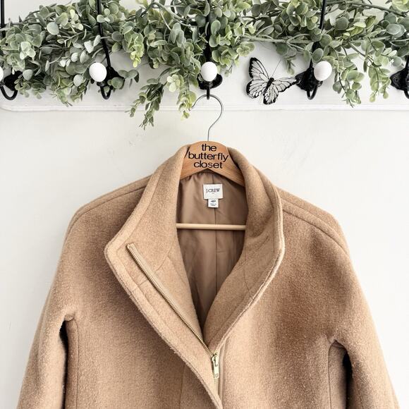 J. Crew Brown City Coat Asymmetrical Zip 4P - Picture 2 of 5